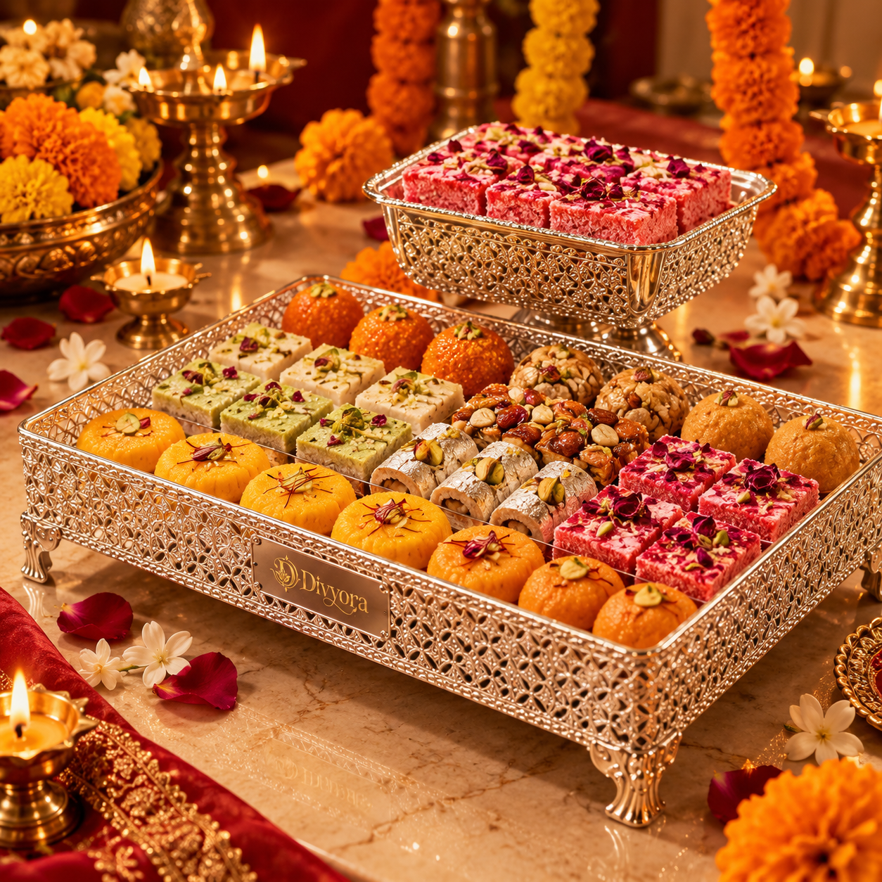 Divyora Royal Filigree Mithai Gift Tray