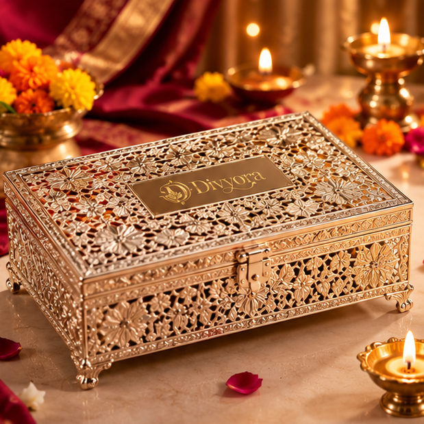 Divyora Royal Gold Filigree Festive Gift Box