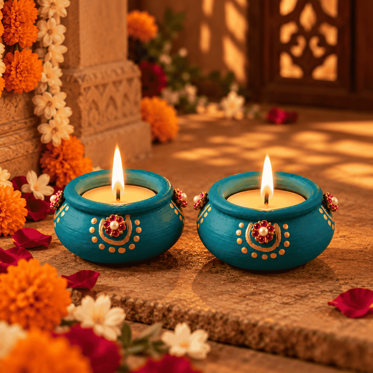 Premium Handcrafted Traditional Matka Tealight Diya Set – 6 Pieces