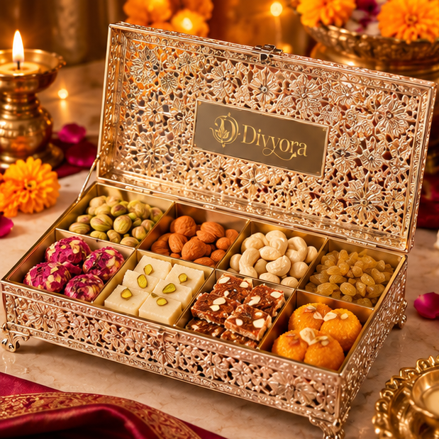 Divyora Royal Gold Filigree Festive Gift Box
