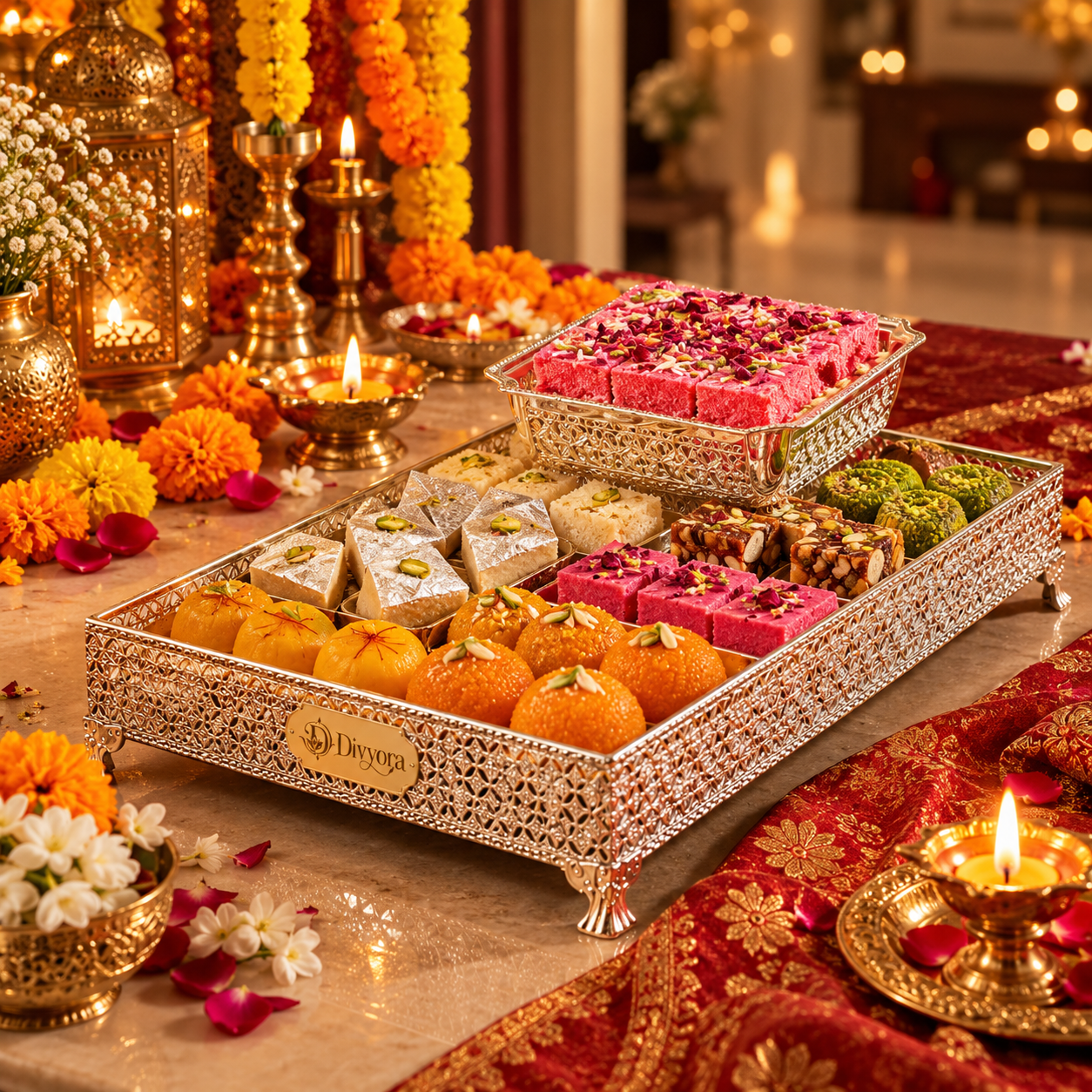 Divyora Royal Filigree Mithai Gift Tray