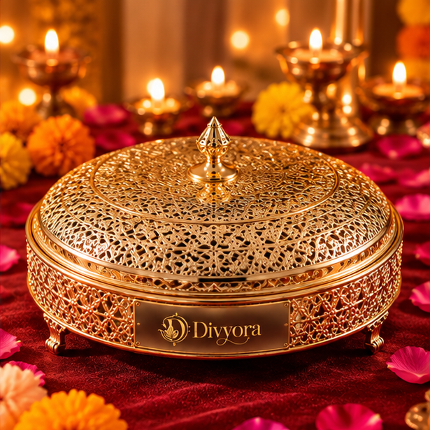 Divyora Royal Gold Filigree Dry Fruit Gift Box