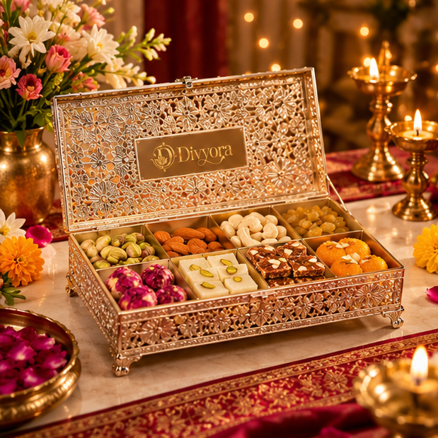 Divyora Royal Gold Filigree Festive Gift Box