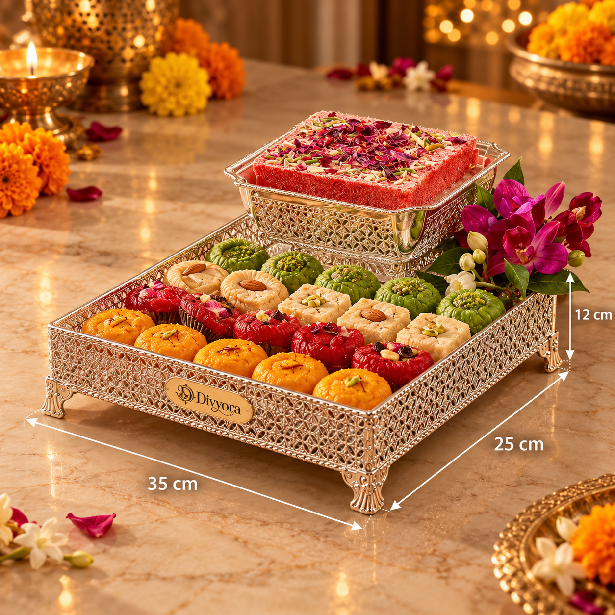 Divyora Royal Filigree Mithai Gift Tray