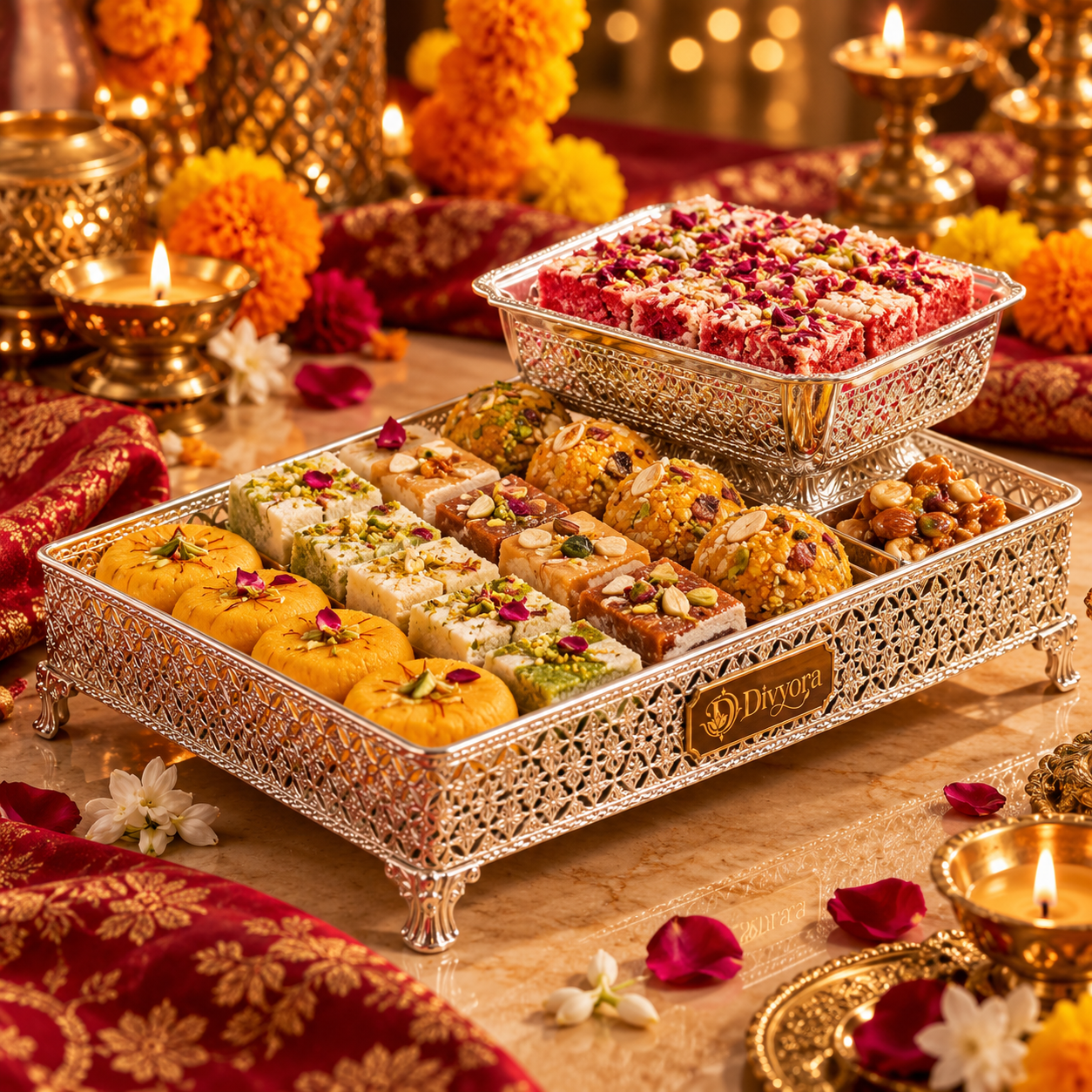 Divyora Royal Filigree Mithai Gift Tray